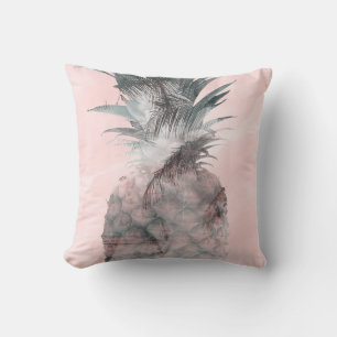 Coussin Rose Gold Rose Tropical Été Ananas Glam