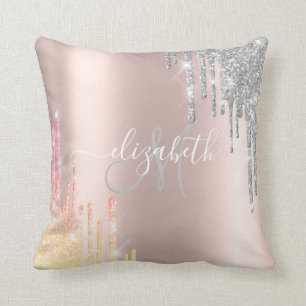 Coussin Rose Gold, Silver Ombre Parties scintillant Drives
