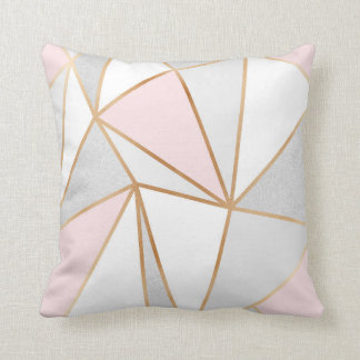 Coussin Rose, gris et or Geo