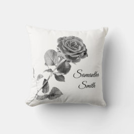 Coussin Rose gris romantique avec nom
