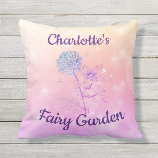 Coussin Rose/jardin vintage scintillant pourpre de fée de