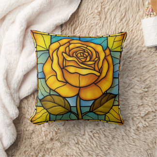Coussin Rose jaune de verre