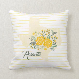 Coussin Rose jaune du Texas - État En vichy avec les Rose