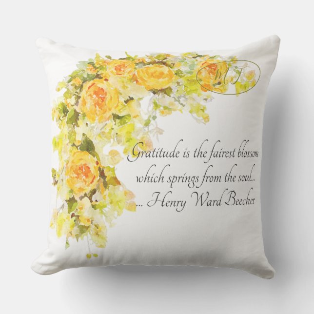 Coussin Rose Jaune magnifique Gratitude florale (Recto)