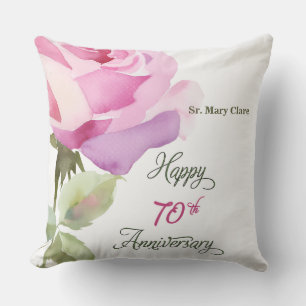 Coussin Rose Jubilé du 70ème Anniversaire Nun Custom Name