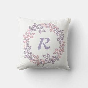 Coussin Rose, lilas, Couronne botanique, personnalisée