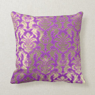 Coussin Rose lumineux magenta métallique d'or de sépia d