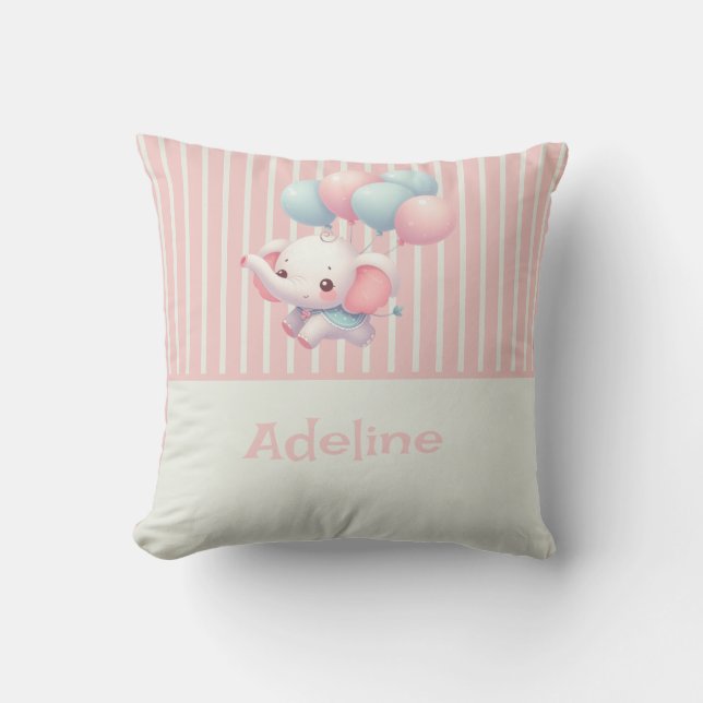 Coussin Rose, mignon petit éléphant (Recto)