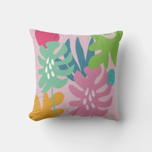 Coussin Rose moderne floral tropical abstrait art simple