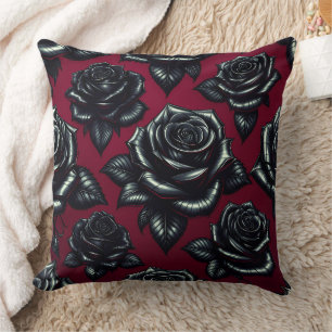 Coussin Rose noir 20x20 Jeu d'oreiller