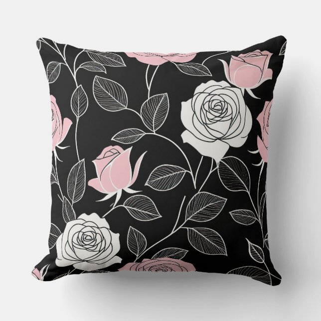 Coussin rose noir, blanc et rose (Recto)