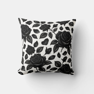 Coussin Rose Noire Florale