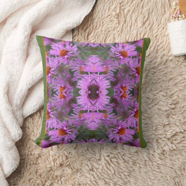 Coussin Rose Nouvelle-Angleterre Aster Flowers Abstrait (Couverture)
