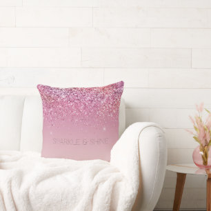Coussin Rose or rose Parties scintillant or étincelle