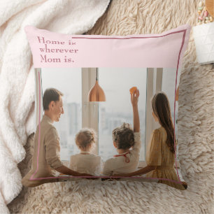 Coussin rose pâle avec cadre et texte personnalisé