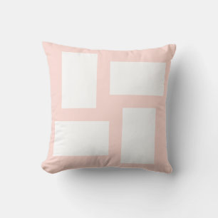 Coussin Rose Pâle et Blanc Design Abstrait