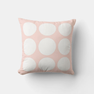 Coussin Rose Pâle et Blanc Design de Cercle Abstrait en Pa