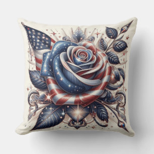 Coussin Rose patriotique et Jour de l'indépendance du drap