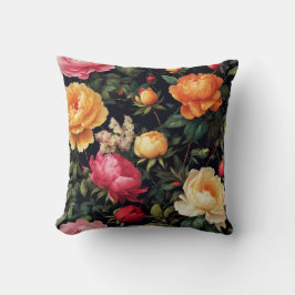 Coussin Rose, Peonies. L'âge d'or néerlandais.