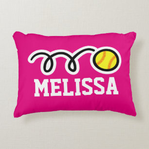 Coussin rose personnalisé de filles avec le
