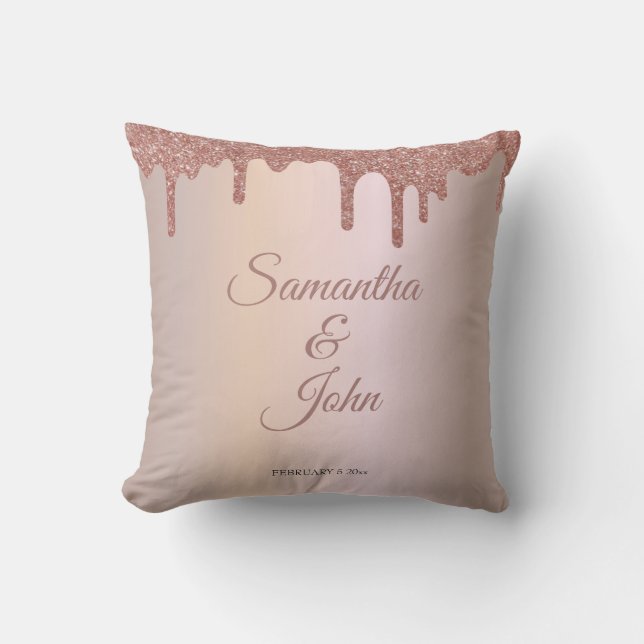 Coussin Rose personnalisé Parties scintillant d'or étincel (Recto)