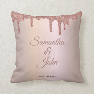 Coussin Rose personnalisé Parties scintillant d'or étincel