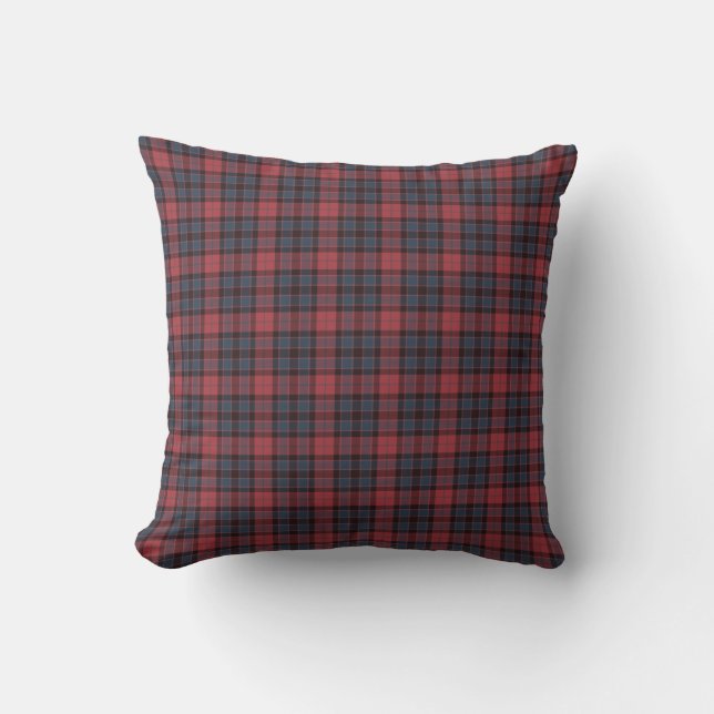 Coussin Rose Red Blue Black Plaid Tartan (Recto)