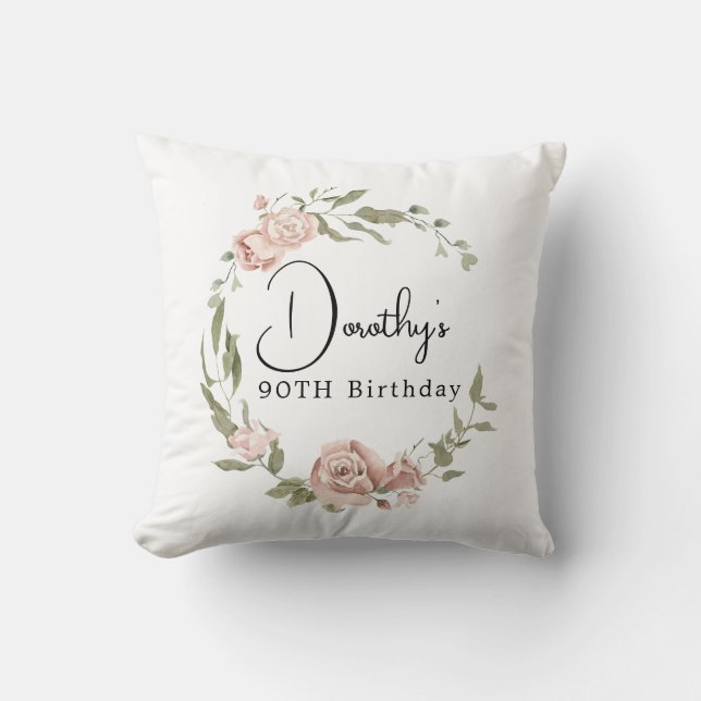 Coussin Rose rose Dusty Floral 90e anniversaire (Recto)