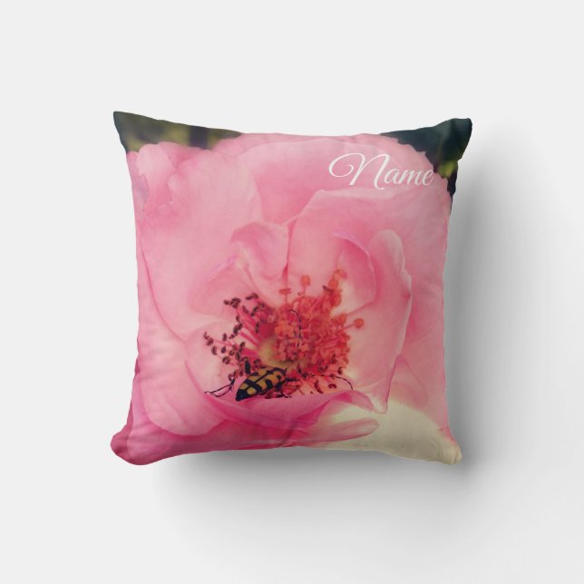 Coussin Rose Rose Fleur Photo Cuisine Perconalisée (Recto)