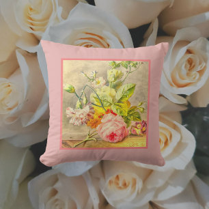 Coussin Rose rose Floral Vie morte Vintage Aquarelle