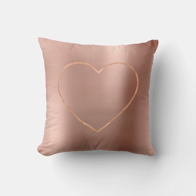 Coussin Rose Rose Or Brush Coeur Acier métallique (Recto)