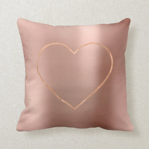 Coussin Rose Rose Or Brush Coeur Acier métallique