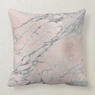 Coussin Rose rose pâle Or Argent Gris Blush Marbre