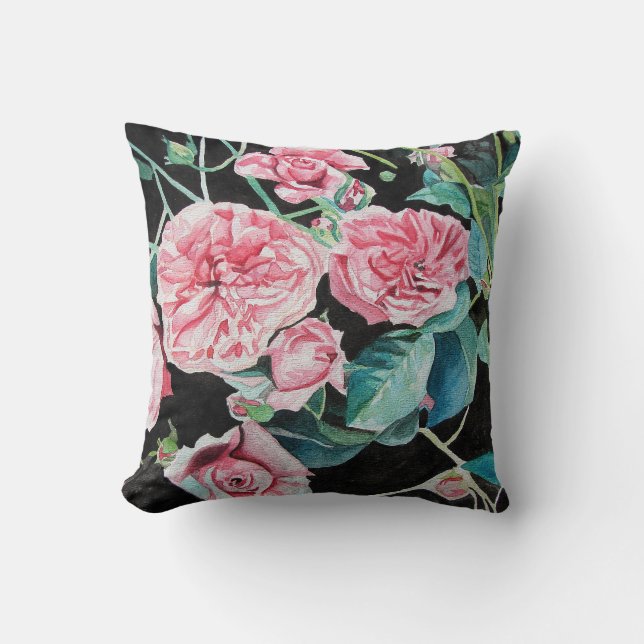 Coussin Rose rose Rose fleurs art floral Cushion (Recto)
