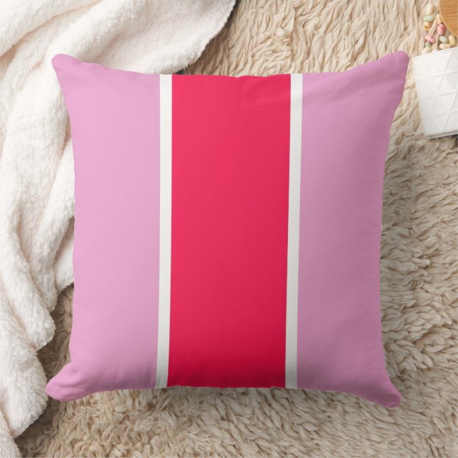 Coussin Rose rose, rouge et blanc lignes (Couverture)