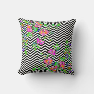 Coussin Rose rose vintage - chevron