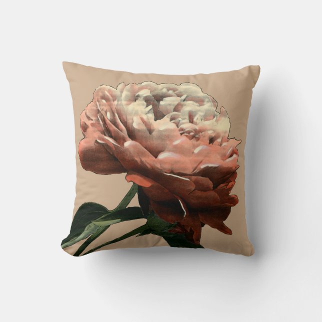 Coussin Rose rouge rubis aux accents blancs (Recto)
