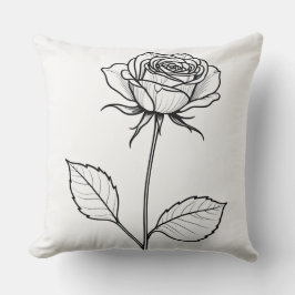 Coussin Rose stylisé noir et blanc