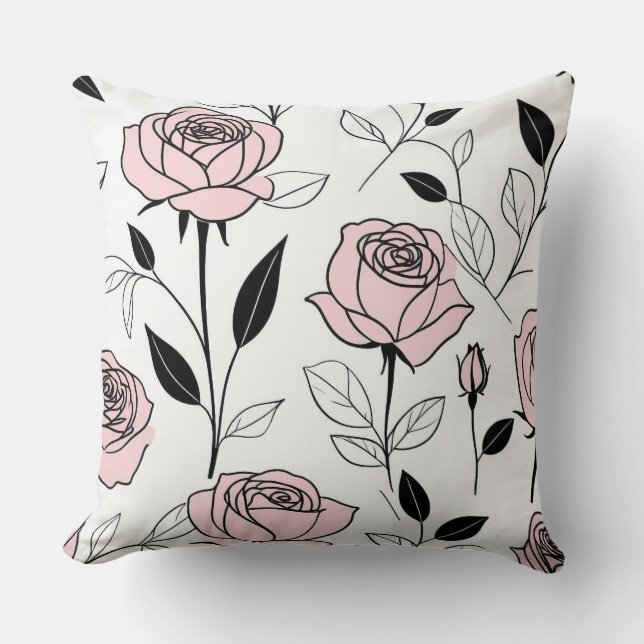 Coussin rose stylisé rose (Recto)