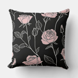 Coussin Rose stylisé rose et blanc