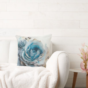Coussin Rose turquoise Aquarelle agrandi