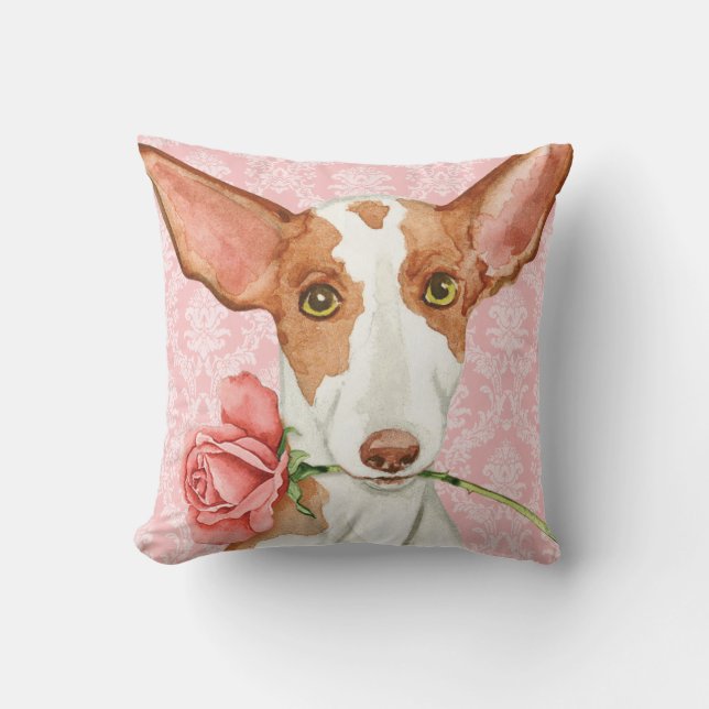 Coussin Rose Valentin Ibizan Hound (Recto)
