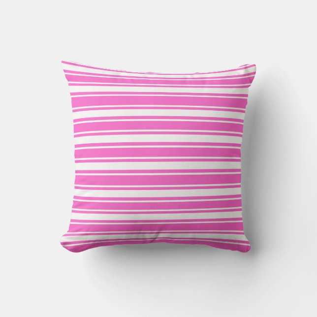 Coussin Rose vif et rayures blanches (Recto)