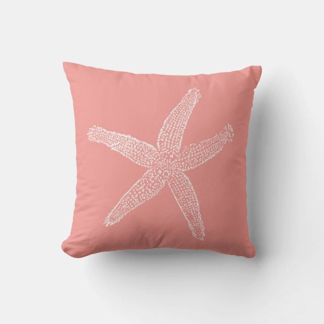 Coussin Rose vintage de corail d'illustration d'étoiles de (Recto)
