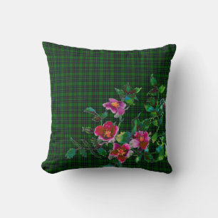Coussin Rose vintage - vert plaid