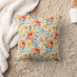 Coussin Roses Abstraits de la pêche et de l'or