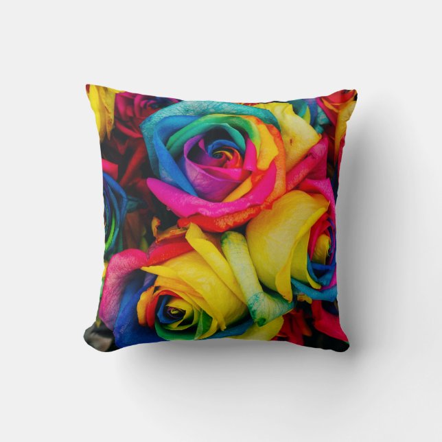 Coussin Roses Arc-En-Ciel De Couleur Glorieuse (Recto)