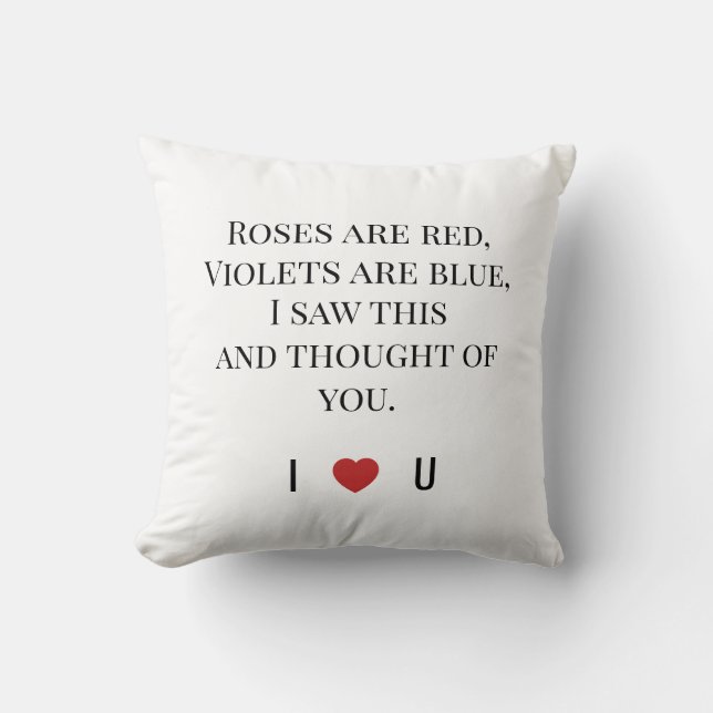 Coussin Roses Are Red Valentine's - I ♥ U Funny Romantic   (Recto)