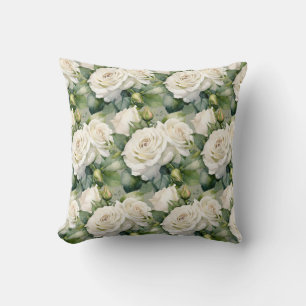 Coussin Roses Blanches Classique Floral