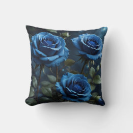 Coussin Roses bleu foncé